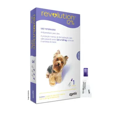 Antipulgas Revolution 12- para Caes de 2,6kg a 5kg 1 pipeta